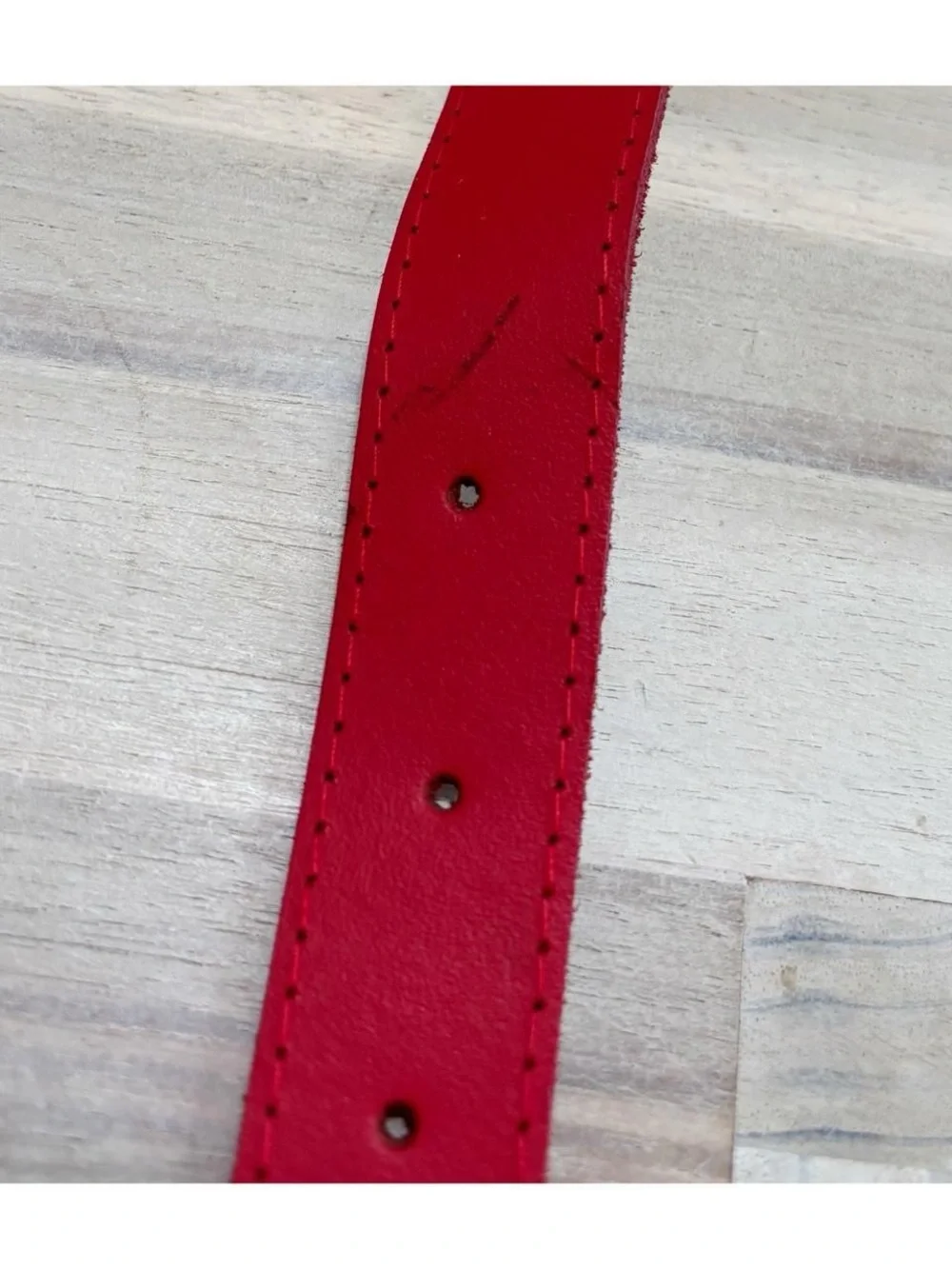 Red Leather Women's Belt with Silver Buckle